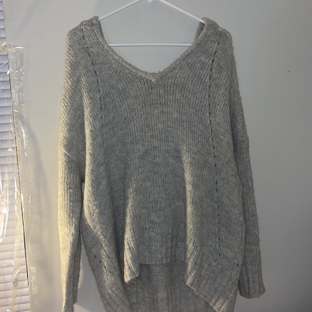 Large American eagle light knitted hooded sweater